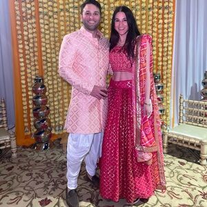 Embroidered Cotton Silk Lehenga in Fuchsia